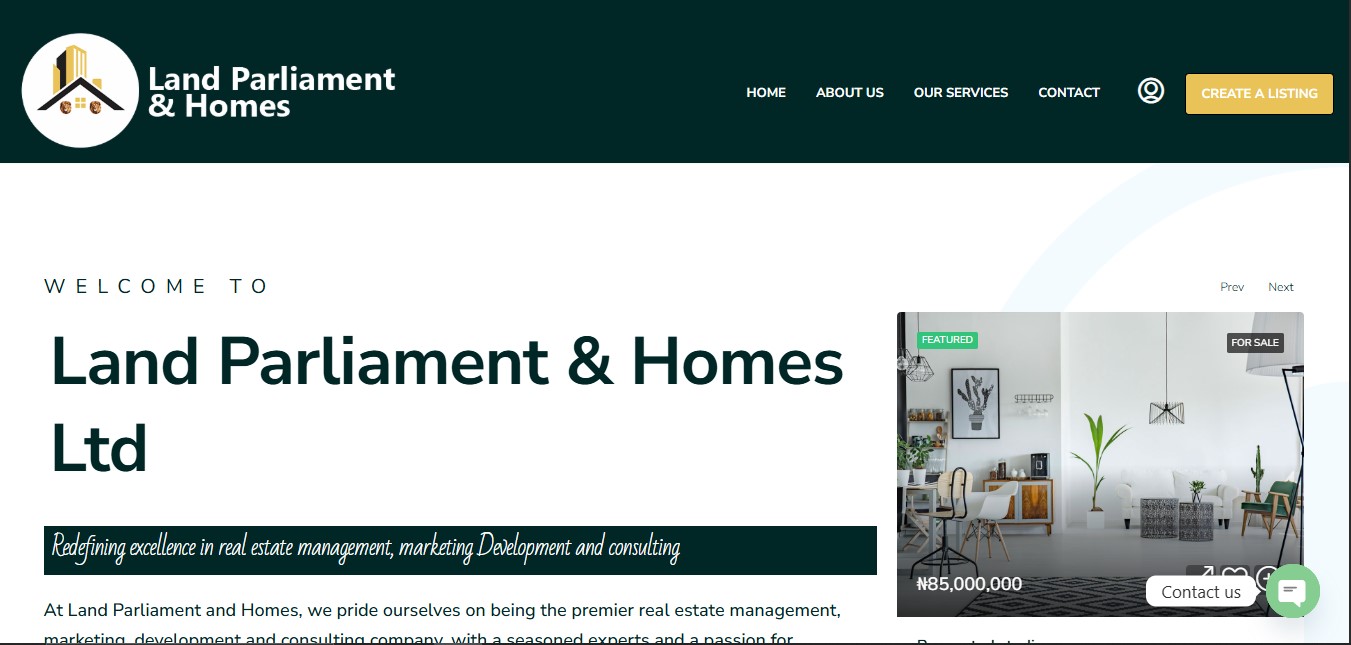 Land Parliament & Homes Website